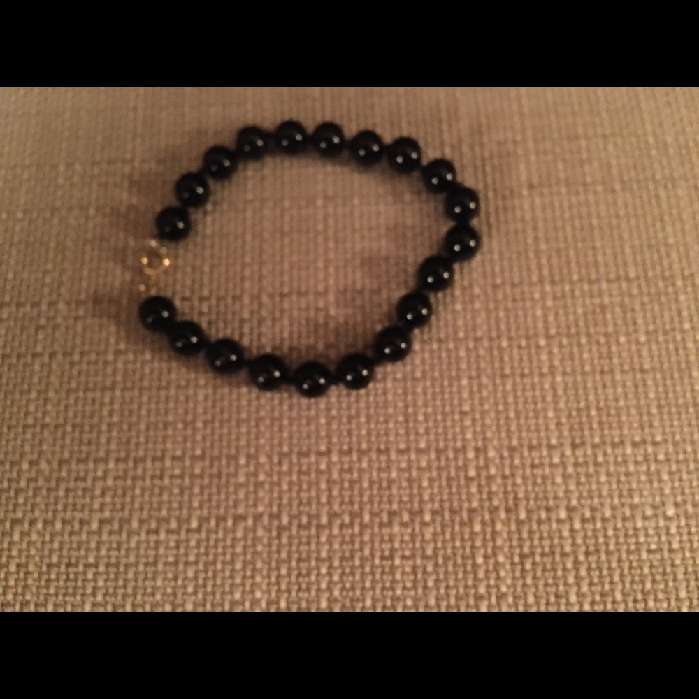 Glass black beaded vintage bracelet